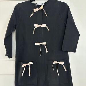 Zara Black Top with Cream Bow